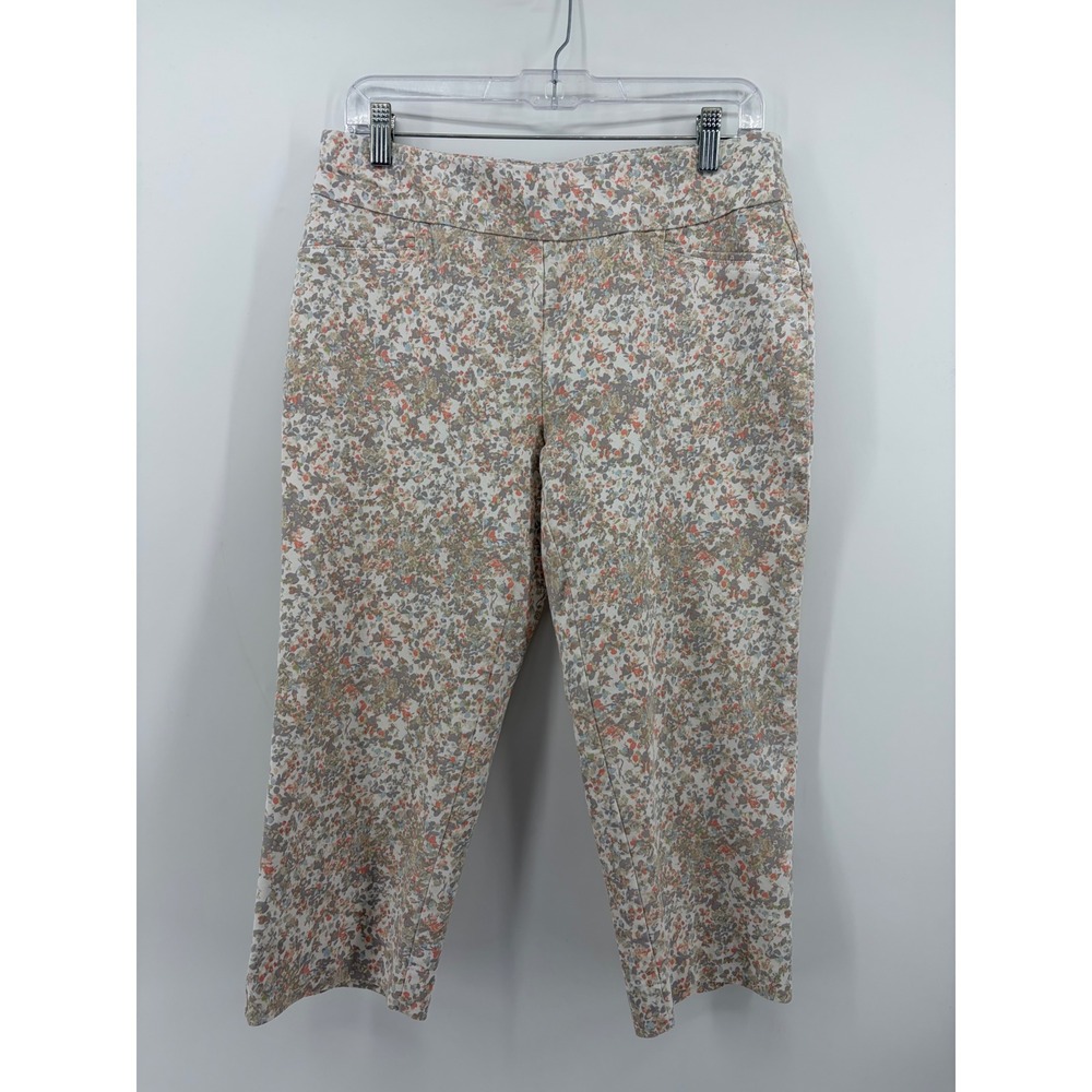 Croft & Barrow Womens 8 Regular Multicolor Capri Effortless Stretch Floral Pants